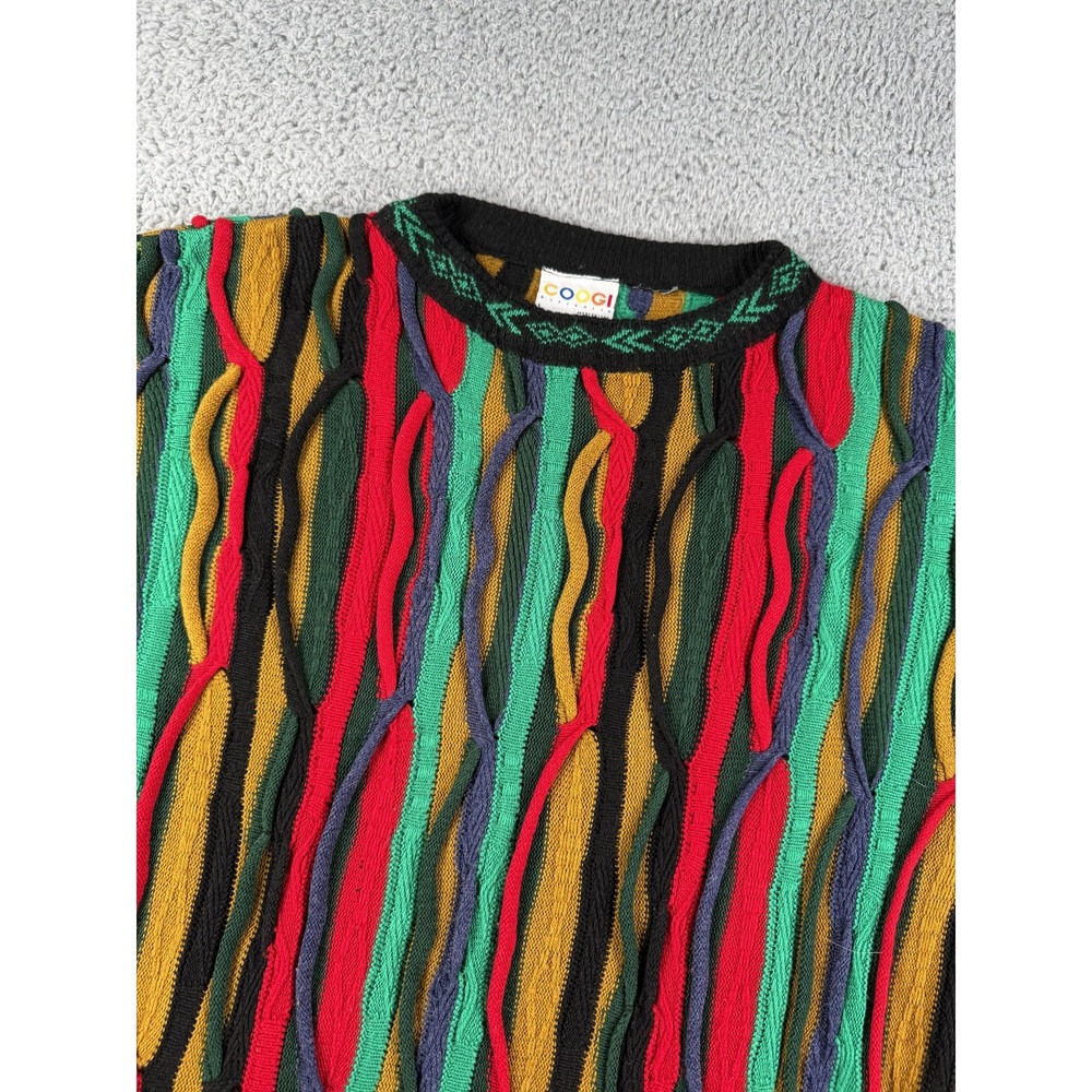 Vintage Coogi Sweater Mens Large Multicolor Australia Mercerised Hip‎ Hop 90s